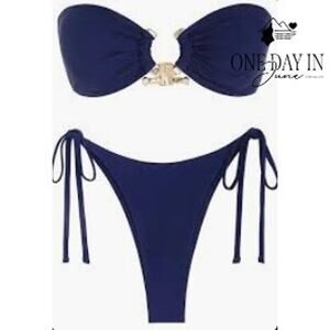 Zaful Bandeau Tie Side Bikini Swimsuit Size M